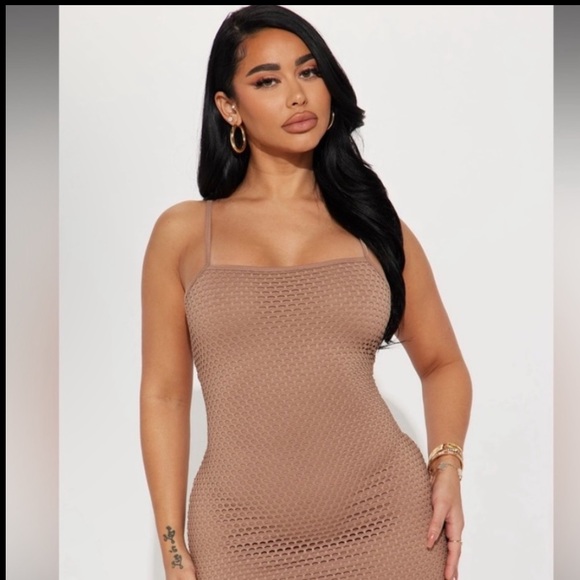 In A Daze Fishnet Maxi Dress-Taupe from FashionNova  (Size: Medium) - Picture 7 of 7